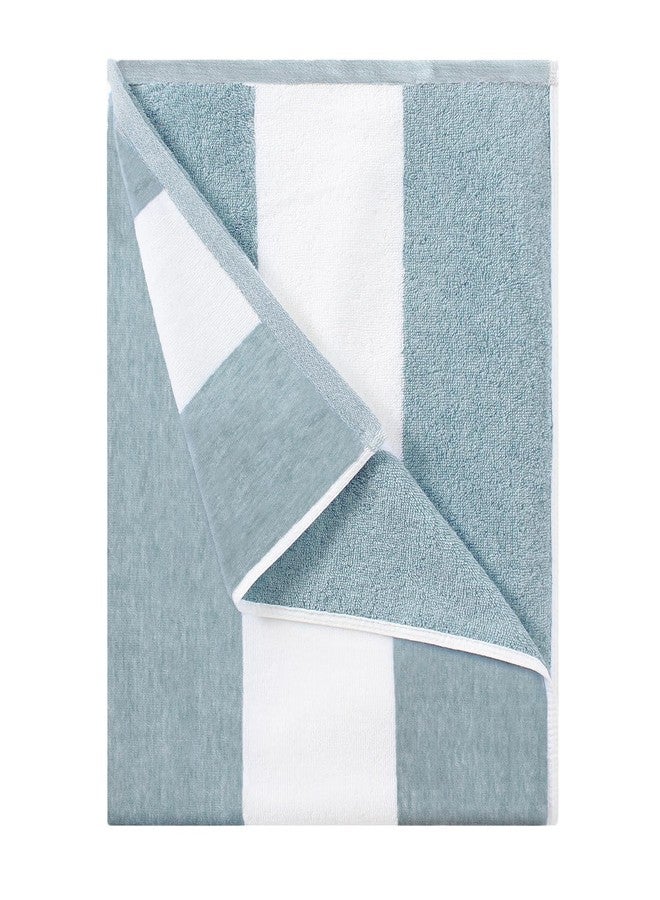 HENBAY Cotton Oversized Beach Towel - Large 70 x 35 Inch Pool Towel, Smoke Blue Striped Quick Dry Swimming Cabana Towel - Image 1
